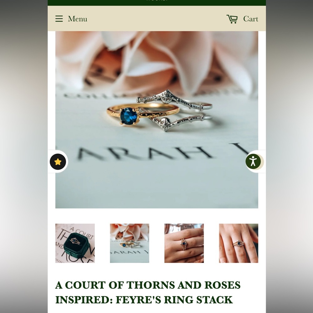 Bookish Box ACOTAR inspired Feyre’s ring